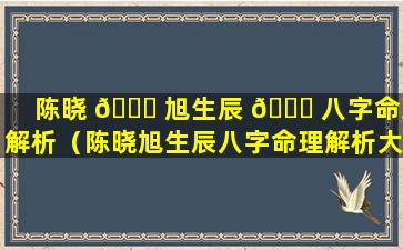 陈晓 🐟 旭生辰 🐋 八字命理解析（陈晓旭生辰八字命理解析大全）